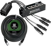 Pronomic NetCore SB-3M/SP-3F 20m Set - Système Multicœur Audio 4 Canaux - Boîte De Scène Avec 4 Connecteurs XLR & RJ45 - Pigtail Avec 4 Fiches XLR & RJ45 - Inclus Câble Réseau CAT5e 20 m - Noir