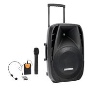 Pronomic PH15AW Enceinte Active sans Fil 15", 100W RMS, 5h autonomie, Bluetooth, MP3/SD/USB, Micro sans Fil, Casque, télécommande, système Mobile Compact avec Trolley.