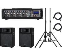 Pronomic PM42-110 StagePower Set Système Actif (Mixeur amplifié 4 canaux 100 Watts avec Lecteur MP3, Enceintes 10", Pieds et câbles)