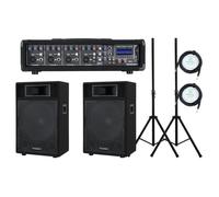 Systeme Sono Enceintes Actives 800W Kit Table de Mixage USB Bluetooth Trepieds