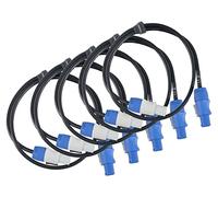 Pronomic Power Twist 1 Câble d'Alimentation - 5 câbles pour alimenter des enceintes actives et projecteurs - Connecteurs compatibles PowerCon - Câble (H05VV-F) avec 3x 1,5 mm² - Longueur : 1 m - Noir