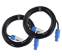 Pronomic Power Twist 5 Set de câbles d'alimentation, 2 câbles 5 m pour Enceintes Actives et projecteurs, connecteurs PowerCon, câble H05VV-F 3x1,5 mm², Couleur Noire.