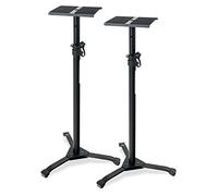 Pronomic Set De 2 Pieds De Monitor Studio SLS-20 Pliables - Pieds Rabattables - Hauteur Réglable De 75 Cm À 130 Cm - Plateau avec Bandes Auto-Agrippantes - Noir