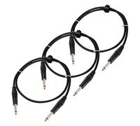 Pronomic Set de 3 Stage INST-0,5 Câble Instrument 0,5m (Jack 6,3 mm, câble de liaison, guitare, embouts plaqués or, décharge de traction à pince) noir