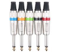 Pronomic Set de Connecteurs Jack 6,3 mm 5 pièces (pour câblage personnalisé, montage, décharge de traction à pince de qualité, boîtier robuste en alliage moulé) coloré