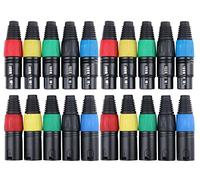 Pronomic Set de Connecteurs XLR Mâle 10 pcs, XLR Femelle 10 pcs (pour câblage, montage, décharge de traction à pince de haute qualité, boîtier robuste en alliage moulé sous pression) coloré