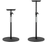 Pronomic SLS-128 BK Pieds pour Moniteurs De Studio avec Socle Rond Paire | Hauteur réglable de 75 à 123, 5 cm, Socle rond lourd en fonte, Diamètre du socle: 44 cm, Serre-câbles intégrés, Poids: 10