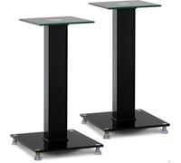 Pronomic SLS-282 BK Pieds d’Enceintes Paire - Design élégant, 2 plaques en Verre, Pointes réglables, Pieds Caoutchouc, Gestion câbles cachée, capacité Charge 10 kg.
