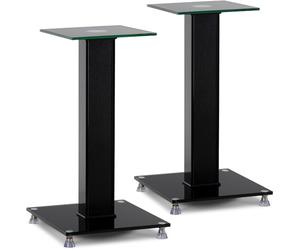 Pronomic SLS-282 BK Pieds d’Enceintes Paire - Design élégant, 2 plaques en Verre, Pointes réglables, Pieds Caoutchouc, Gestion câbles cachée, capacité Charge 10 kg.