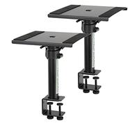 Pronomic SLS-36K BK Paire De Pieds De Table avec Pince pour Moniteurs De Studio - Très Peu Encombrant - Hauteur Réglable De 24,5 Cm À 41,5 Cm - Surface avec Bande Auto-Agrippante - Noir