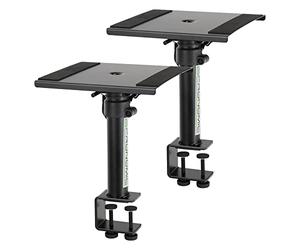 Pronomic SLS-36K BK Paire De Pieds De Table avec Pince pour Moniteurs De Studio - Très Peu Encombrant - Hauteur Réglable De 24,5 Cm À 41,5 Cm - Surface avec Bande Auto-Agrippante - Noir