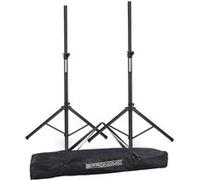 2x Pronomic SPS-1A pieds d'enceinte en aluminium, structure tripode stable, hauteur 125-185 cm, utilisables aussi comme support fléchettes ou trépied photo, housse incluse.