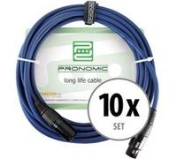 Pronomic Lot de 10 câbles Stage DMX3-10 10 mètres (pour câblage d’effets lumineux, contacts dorés, gaine bleue, XLR mâle vers XLR femelle)