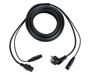 Pronomic Stage EUIECD-5 Câble Hybride IEC/DMX, Câble d’alimentation 3x0 | Câble combiné pour alimentation et signal DMX, Fini les câbles emmêlés pour connecter des effets lumineux contrôlés par DMX