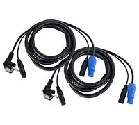 Pronomic Stage EUPPX-10 Câble hybride Euro/Powerplug/XLR 2x 2,5 m - Alimentation et signal pour enceintes actives, Powercon compatible Schuko, noir.