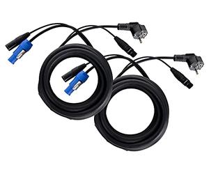 Pronomic Stage EUPPX-2.5 Câble hybride Euro/Powerplug/XLR 2x 2,5 m pour enceintes actives, alimentation et signal dans un câble, Powercon compatible Schuko, noir.