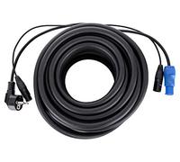 Pronomic Stage EUPPX-20 Câble Hybride Euro/Powerplug/XLR - Longueur : 20 m - Câble combiné pour Enceintes Actives - Alimentation et Signal en Un Seul câble - Compatible Powercon/Schuko - Noir