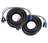 Pronomic Stage EUPPX-20 Câble Hybride Euro/Powerplug/XLR Lot de 2, 2,5 m - Alimentation et signal pour enceintes actives, compatible Powercon/Schuko, couleur noire.