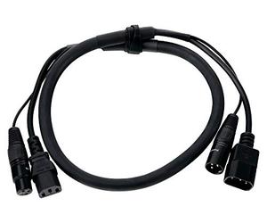 Pronomic Stage IECD-1 Câble Hybride DMX C/DMX 1m, 75 mm², Couleur: noir | Câble combiné pour alimentation et signal DMX, Câble d’alimentation avec prise IEC/connecteur appareil (C13) et fiche (C14)