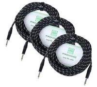 Pronomic Stage INST-10T Câble en Textile avec jack 10m. 1.5mm² - Lot de 3 G