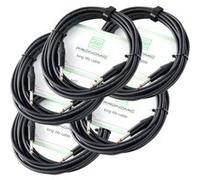 5x Professionnel Câble Audio Jack 6.35 mm (1/4'') pour Guitare Mâle Mono 6m Noir