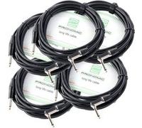 5x Câble de Guitare Jack 6,3mm 1/4'' Angle Stereo Amplififcateur Instrument 6m
