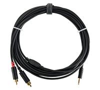 Pronomic Stage J3RC-6m Câble audio (3,5 mm stereo jack vers Cinch, pour DJ, studio et PA, connecteurs dorés, longueur : 6 m) noir