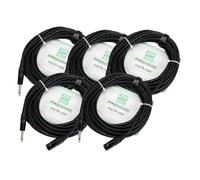 5x Câble XLR 3-Pin Mâle vers Jack 6.35mm (1/4'') Mono Audio Premium Chrome 10m