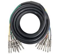 Pronomic Stage MJJ8-10 Multicore 8 voies Jack 10m, Câbles codés par couleur | Connecteurs jack 6, 3 mm en métal soudés à la main, Protection anti-courbure à ressort en métal, Longueur: 10 m