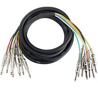 Pronomic Stage MJJ8-3 Multicore 8 voies Jack 3m, Câbles codés par couleur | Connecteurs jack 6, 3 mm en métal soudés à la main, Protection anti-flexion à ressort en métal, Longueur: 3 m