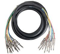 Pronomic Stage MJJ8-6 Multicore 8 voies Jack 6m, Câbles codés par couleur | Connecteurs jack 6, 3 mm en métal soudés à la main, Protection anti-courbure à ressort en métal, Longueur: 6 m