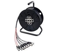 Pronomic Stage Multicore 6/2 XLR 15 m, Multicore 8 canaux sur enrouleur | 6 XLR envois/2 XLR retours, Longueur: 15 m, Couleur de la gaine: noir, Cuivre sans oxygène, Résistant aux acides et huiles