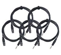 Pronomic Stage XFJ-2.5 Câble Micro XLR/Jack 2, 5 m Noir Lot de 5, 3 mm