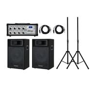Pack Sono 600W Haut Parleurs 12" DJ PA Enceintes Pieds Table de Mixage Bluetooth