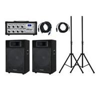 Pack Sono 800W Haut Parleurs 15" DJ PA Enceintes Pieds Table de Mixage Bluetooth