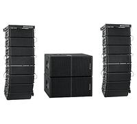 Pronomic V-Array Concert Set - Système PA Actif de 2200 Watts (RMS) - Convient Jusqu’à env. 300 auditeurs - 2X Subwoofers avec 2X Haut-parleurs 12" - 16x Tops avec Haut-parleurs 4" + tweeters