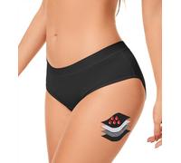 Prontiaduscire Culotte Menstruelle Femme Slip Règles Absorbant et Anti-Fuites Fibre de Bambou Respirante Absorption 36ml Lavable et Réutilisable Postpartum et Incontinence Légère - 101R2 Noir S