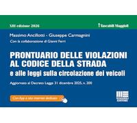 Prontuario delle violazioni al Codice della Strada e alle leggi sulla circolazione dei veicoli. Aggiornato al Decreto Legge 31 dicembre 2025, n. 200