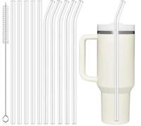 PROOCI Lot de 10 Paille de Remplacement de 31 cm pour Gobelets Stanley et Yeti 30-40 oz Cup, Longues Pailles Réutilisables en Plastique Tritan Qualité Alimentaire avec Brosse de Nettoyage, Transparent