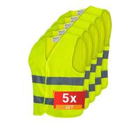 PROOF COMFORT & SAFETY Gilet De Sécurité Jaune Gilet De Voiture Haute Visibilité Avec Bandes Réfléchissantes Pour Adultes Conducteurs Travailleurs Constructeurs 5 Pièces Jaune M