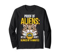 Proof of Aliens My Cat Hasn't Blinked Funny Men Women Manche Longue