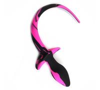 Prop de queue en silicone délicate et lisse, ouverture de motif d'écoulement avec des couleurs contrastantes sur les fesses, cadeau de cosplay pour couple (noir rose) + Y18