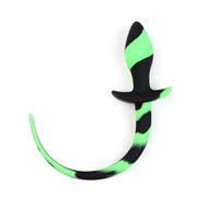 Prop de queue en silicone délicate et lisse, ouverture de motif d'écoulement avec des couleurs contrastantes sur les fesses, cadeau de cosplay pour couple (vert noir) + Y18