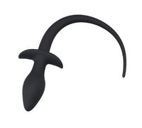 Prop de queue en silicone délicate et lisse, ouverture de motif d'écoulement avec des couleurs contrastantes sur les fesses, cadeau de cosplay de couple (noir) + Y18