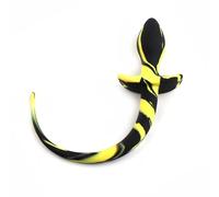 Prop de queue en silicone délicate et lisse, ouverture de motif d'écoulement avec des couleurs contrastantes sur les fesses, cadeau de cosplay pour couple (noir jaune) + Y18