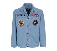 Propaganda - Veste Baseball en Denim Bleu avec Patch Logos - Homme - Vestes - Bleu - Taille: S