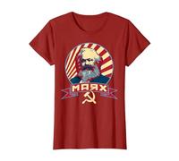 Propagande rétro Communiste de Karl Marx T-Shirt, Femme, Canneberge, XL