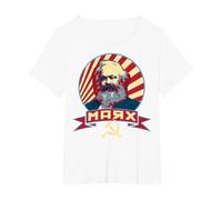 Propagande rétro Communiste de Karl Marx T-Shirt, Femme Grandes Tailles, Blanc, 3X