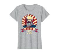 Propagande rétro Communiste de Karl Marx T-Shirt, Femme, Gris Chiné, M