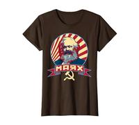 Propagande rétro Communiste de Karl Marx T-Shirt, Femme, Marron, XL